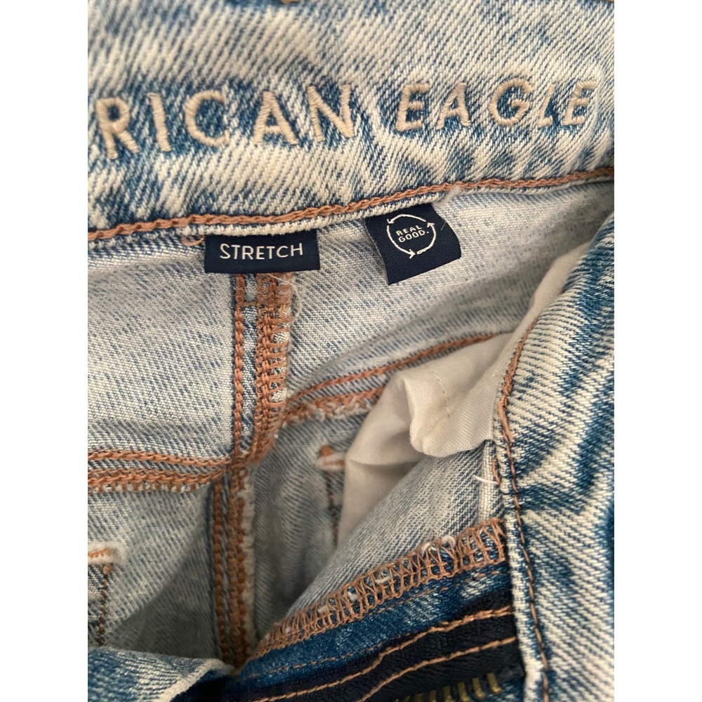 American Eagle Super High-Rise Ankle Straight Distressed Jeans Light Wash Size 2 - Picture 2 of 7
